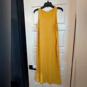 Sleeveless Yellow Cable-Knit Maxi Dress